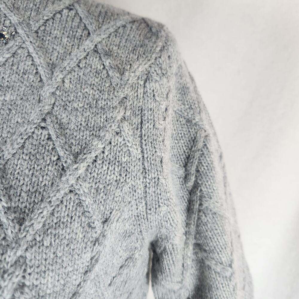 The Limited Small Wool Blend Gray Short Sleeve Sweater Trellis Design With Bling - Picture 4 of 11